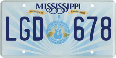 MS license plate LGD678