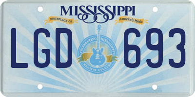 MS license plate LGD693