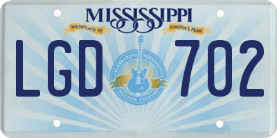 MS license plate LGD702