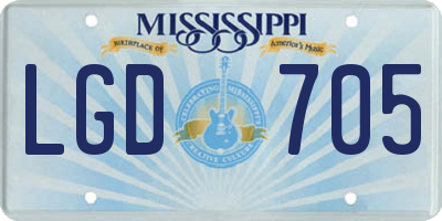 MS license plate LGD705