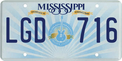 MS license plate LGD716