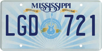 MS license plate LGD721