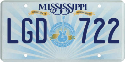 MS license plate LGD722