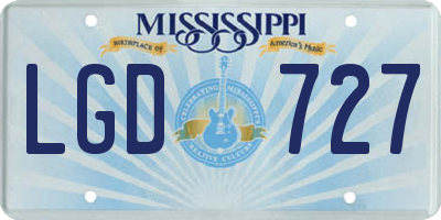MS license plate LGD727
