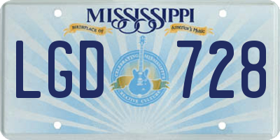 MS license plate LGD728