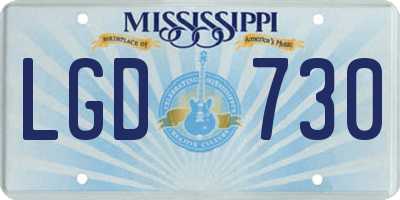 MS license plate LGD730
