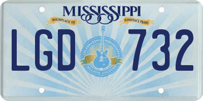 MS license plate LGD732