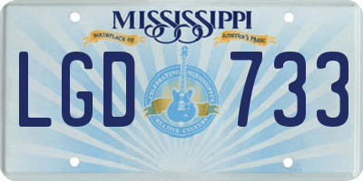 MS license plate LGD733