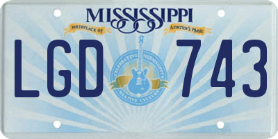 MS license plate LGD743