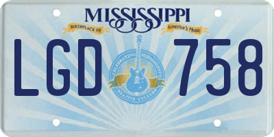 MS license plate LGD758
