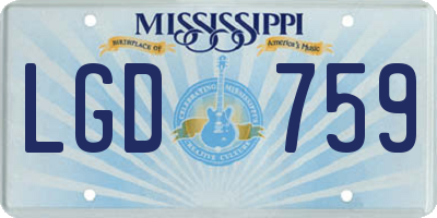 MS license plate LGD759