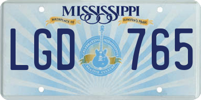 MS license plate LGD765