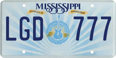 MS license plate LGD777