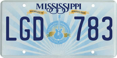 MS license plate LGD783