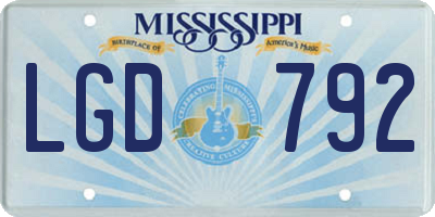 MS license plate LGD792