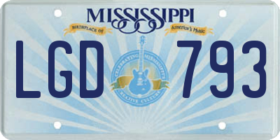 MS license plate LGD793