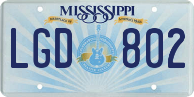 MS license plate LGD802
