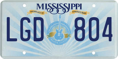 MS license plate LGD804