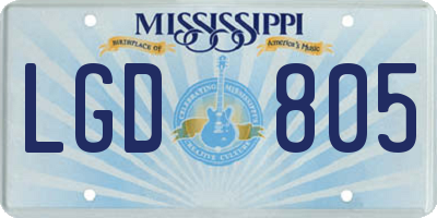 MS license plate LGD805