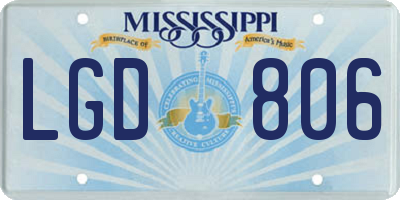 MS license plate LGD806
