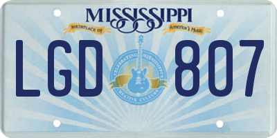 MS license plate LGD807