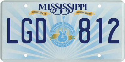 MS license plate LGD812