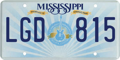 MS license plate LGD815