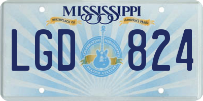 MS license plate LGD824