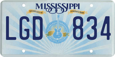 MS license plate LGD834