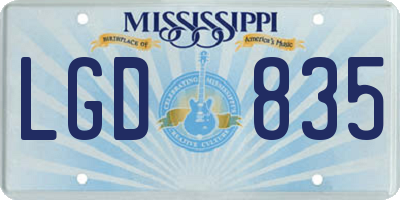 MS license plate LGD835