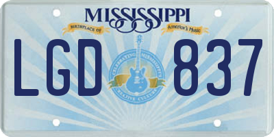 MS license plate LGD837