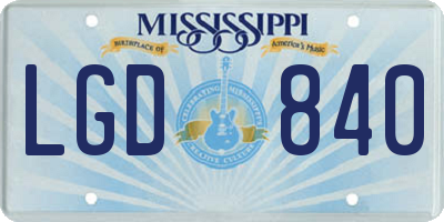 MS license plate LGD840