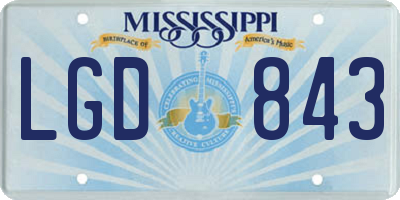 MS license plate LGD843