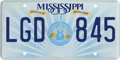 MS license plate LGD845