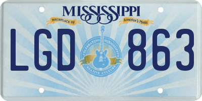 MS license plate LGD863