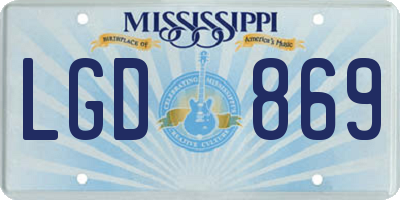 MS license plate LGD869