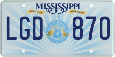 MS license plate LGD870