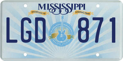 MS license plate LGD871