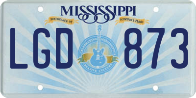 MS license plate LGD873
