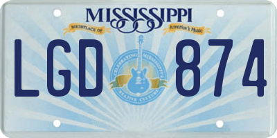 MS license plate LGD874