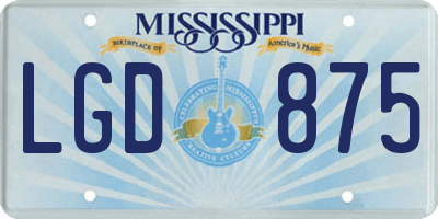 MS license plate LGD875