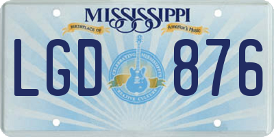 MS license plate LGD876