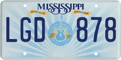 MS license plate LGD878