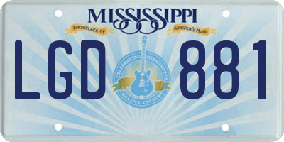 MS license plate LGD881