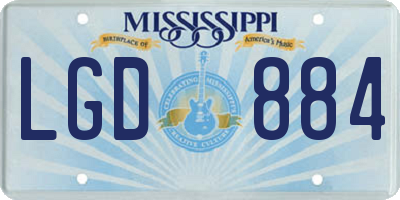MS license plate LGD884