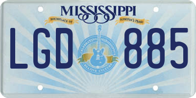 MS license plate LGD885
