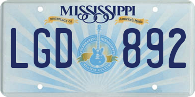 MS license plate LGD892