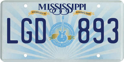 MS license plate LGD893