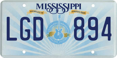 MS license plate LGD894