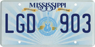 MS license plate LGD903
